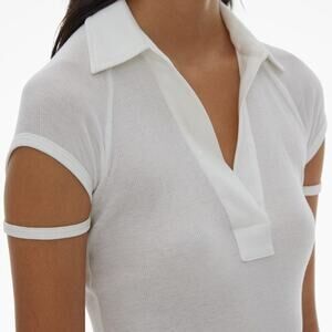HELMUT LANG Women's Strappy Cap Sleeve Polo White S NWT